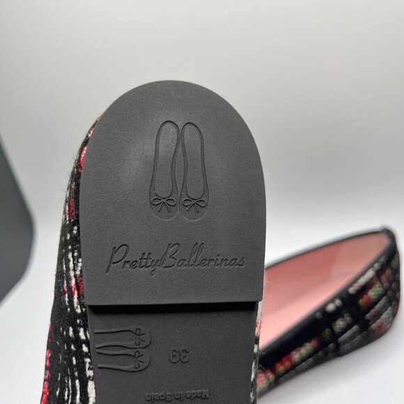 NWT PRETTY BALLERINAS CAMILLE WOOL PLAID PATENT LEATHER POINTED TOE FLATS - 39 - Picture 11 of 11